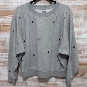 Women's GAP Gray Crewneck Sweatshirt with Embroidered Blue Stars in Size Medium